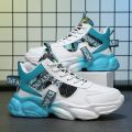 Men's shoes, spring new breathable high-top shoes, men's trendy and versatile, inner height, athleisure, dad shoes, trendy shoes. 