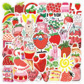 50pcs Cute Sweet Strawberry Stickers Notebook Scrapbooking Aesthetic Cartoon Sticker Ins Style Candy Vinyl Decals for Kids Girl. 