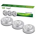 Pack of 3 Warm White LED Under-Unit Lights with 3 LEDs, 3000 Kelvin, Battery Operated, Kitchen Cabinet Lighting, Display Lighting - Table Lamp - Table Lamp - Table Lamp - Table Lamp. 