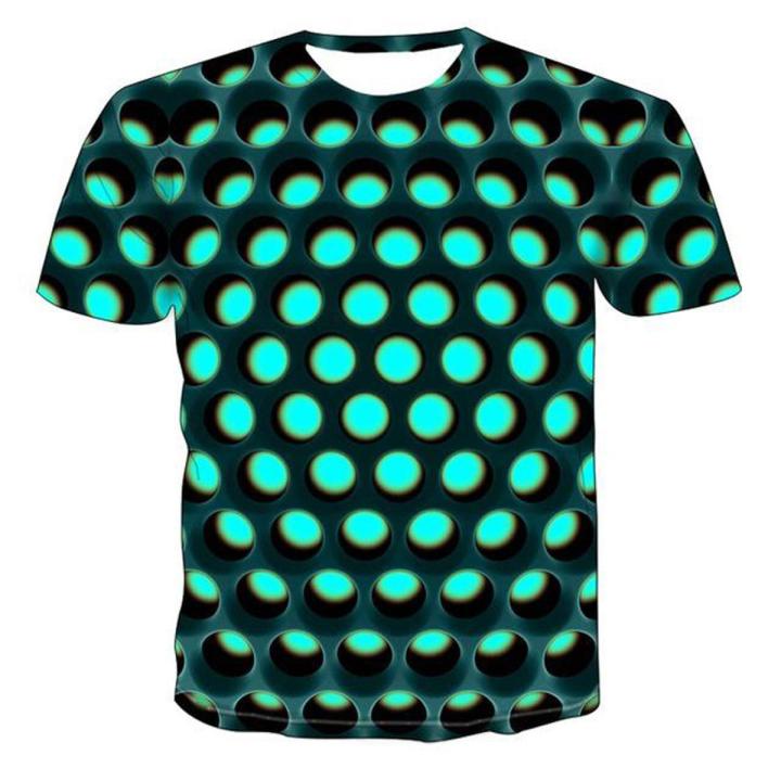 Large Size Men T-Shirt Summer Geometric Circle 3D Printed Top Tees Fashion O--Neck Short Sleeve Casual Loose Men Shirts