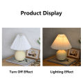 Qiunery Pleated Ceramic Table Lamp USB Charging Bedroom Bedside LED Night Lamp With Dimmer Switch Creative Retro Farmhouse Desk Lamp (Single Color Warm Light). 