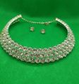 White Stone Choker Necklace Set With Earring For Women - Necklace For Girls - Very Appealing - In line with current fashion trends.
