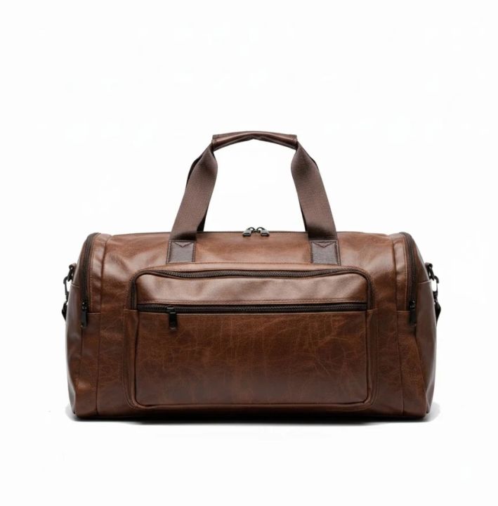 Water-Resistant PU Leather Travel Duffel Bag