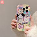 Cute Panda Frog Duck Wavy Curved Edge Case For Realme C12 C53 C25 C11 C15 C17 C35 C51 5 11 8i 7 5i 6i 5s C21Y C55 C25Y C17 C21 C30 C25s C33 C20 C31 C3 Cartoon Cat Puppy Rabbit Cover.