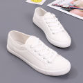 Unisex White Canvas Shoes Casual Summer Vulcanized Shoes Lace-up Students Cloth Shoe Women's Flats Sneakers Women Board Shoes House Foocus. 
