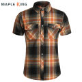 Mens Plaid Button Up Shirt Short Sleeve Casual Chemises Tops 7XL Vinatge Summer Double Pocket Men Designer Clothes Work Shirts. 