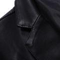 Black Single-button V-neck Blazer Jacket Men's Fashion Casual Coat PU Fabric Large Size M-5XL Outer Flap Pocket Decoration.