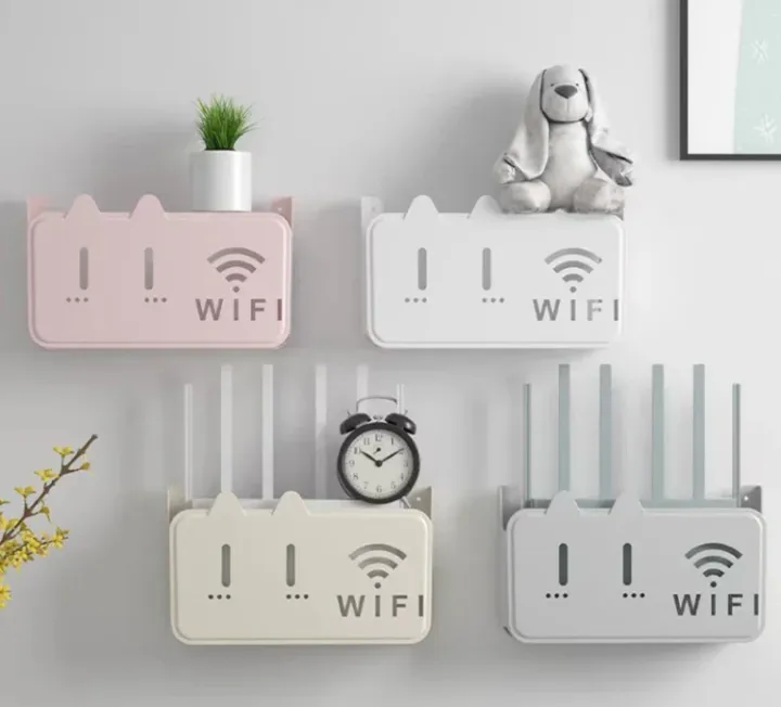 Modem Router Cute WiFi Router Storage Box | Wall-Mounted Cute Cat Design | Cable ...