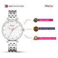 CURREN 9046 Silver Stainless Steel Analog Watch For Women - White & Silver. 