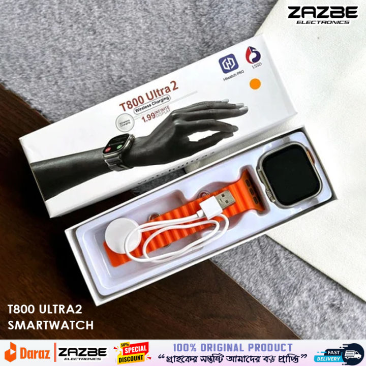 T800 Ultra 2 Smart Watch 1.99 infinite Display Bluetooth Calling ...