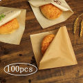 100pcs Triangle Shape Kraft Paper Packaging Sandwich Oilproof Doughnut Bread Hamburger Disposable Pouch Kitchen Party Restaurant-MINETTE. 