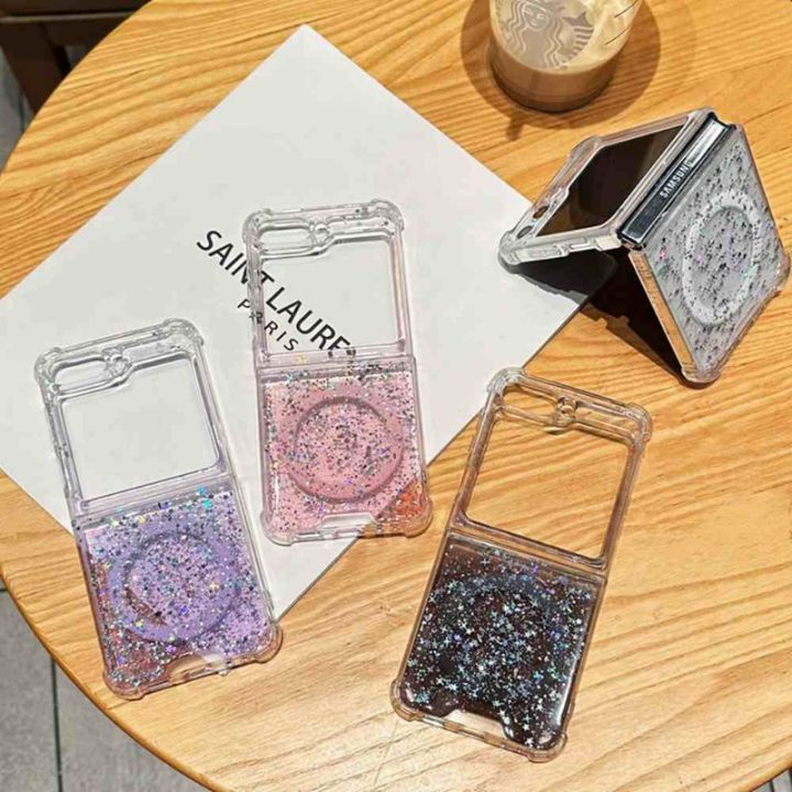 HODON%20Stars%20Bling%20Glitter%20Magnetic%20Phone%20Cases%20For%20Samsung%20Galaxy%20Z%20Flip%207%206%205%204%203%205G%20ZFlip7%20Flip6%20ZFlip5%20ZFlip4%20Magsafe%20Case%20Wireless%20Charging%20Clear%20Shockproof%20Back%20Cover%20-%20Image%209