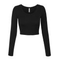 Ladies Plain Long Sleeve Crop Top - Fashionable Design. 