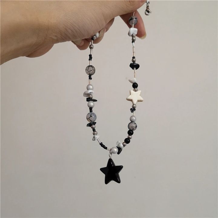 Kpop%20Goth%20Vintage%20Cool%20Y2K%20Star%20Pendant%20Beaded%20Silver%20Color%20Chain%20Necklace%20For%20Women%20Men%20Aesthetic%20Grunge%20EMO%20Jewely%20Accessory%20-%20Image%204