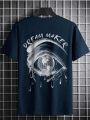Dream Maker Tearful Earth Printing T-Shirt Men Clothes Summer Loose Tee Cotton Casual Street Tshirt Hip Hop Oversize T Shirts. 