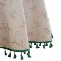 American pastoral style cotton linen green tassel tablecloth floral pattern rectangular dining table, coffee table tablecloth cross-border wholesale.