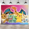 Kids Birthday Party Backdrop Pokemon Theme Decoration Pikachu Photography Background Pocket Monster Event Wall Photo Banner. 