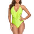 Women Bikini, Sleeveless V Neck Hanging Neck Tassels Swimming Summer Beach Swimwear.