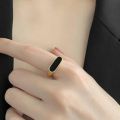 Metal Finger Ring Black stone Ring For Women. 