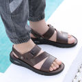 Summer new men's sandalsmen's cowhide beach shoes, casual men's shoes, thick-soled dual-purpose breathable non-slip slippers. 
