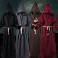 Plague Doctor Costume Bird Mouth Mask Horrible Wizard Cloak Cape Halloween Medieval Hooded Robe Monk Robes Role Playing Men's Cloak Creative Halloween Cosplay Props Steampunk. 