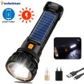Solar Led Flashlight USB Rechargeable Flashlight Lanterna Outdoor Long-range Torch Multi-function Emergency Power Bank Hand Lamp. 