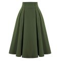 JAYCOSIN Women Fashion Skirt With Pockets Vintage High Waist Pleated Skirt Casual Solid Ankle-Length Vintage Skirt For Women. 