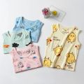 Children Summer Tops Sleeveless Vest Cartoon Breathable 100% Cotton Clothes for Boys Girls Kids Tee T-shirt Clothing90-150cm New. 