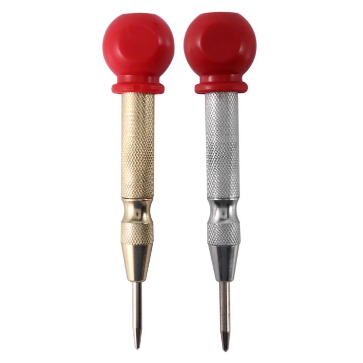 2 Pcs High Speed Center Punch,Center Hole Punch Marker Scriber For Wood,Metal,Plastic,Car Window Puncher Breaker Tool With Cushion Cap And Adjustable Impact-Gold/Silver