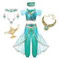 Jasmine Princess Dress Princess Dress Up Of Aladdin The Magic Lamp Costume Girls Birthday Party Halloween Fantasy Top Pants. 