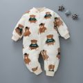Autumn Winter Newborn Baby Clothes Dinosaur Print Baby Boy Romper Warm Infant Baby Boy Girl Soft Fleece Jumpsuit Pajamas.