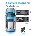 3 Cameras Dash Cam Multi-Language Clear Car Rearview Mirror Car Video Recording Camcorder - black. 