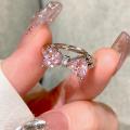 Y2K Girls Princess Pink Bowknot Zircon Ring for Female Delicate Sweet Girl Zircon Ring Birthday Party Jewelry Accessories.