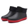 Mid-Calf Rain Shoes Fashion Velvet Padded Rubber Shoes Men's Thickened Rubber Boots Waterproof Rain Boots Rain Boots Kitchen Winter Short Non-Slip Warm.
