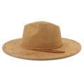 Suede Top Hat 9.5cm Wide Brim Fedora Hat Men Women Autumn Winter Felt Jazz Hats Classic Church Fedoras Chapeau Sombrero Mujer.