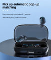 JS2 TWS Bluetooth 5.0 Wireless Earphone Waterproof Digital Display Stereo In-ear Earbuds Headset Bluetooth Earphones with Mic.