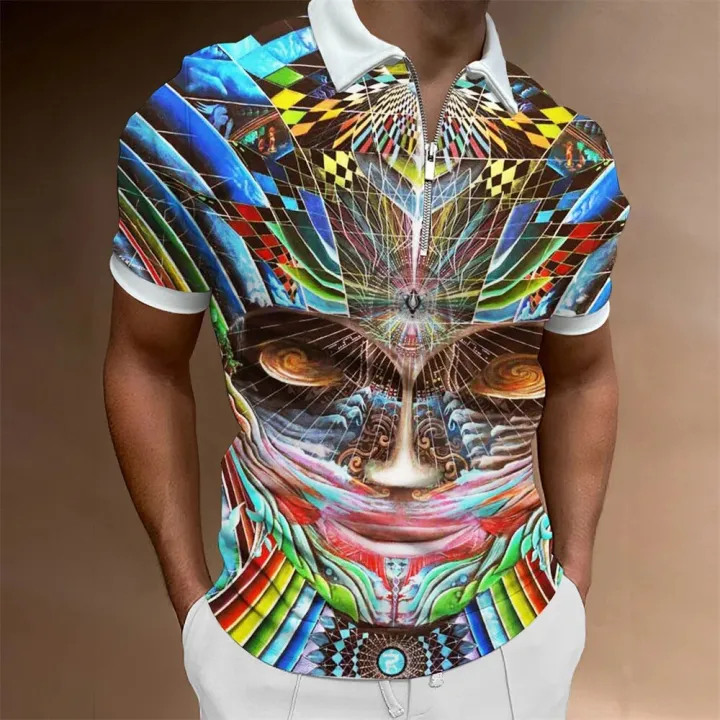 Summer%20Men's%20Collar%20Polo%20Shirt%20Golf%20Optical%20Illusion%203d%20Print%20Street%20Short%20Sleeves%20Zipper%20Print%20Clothing%20Designer%20Breathable%20-%20Image%205