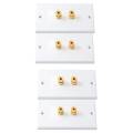 4 Pack Single Gang 1.0 Speaker Wire Wall Plate (Banana Plug Wall Plate) for 1.0 Speaker, White. 