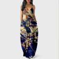 2022 Dress For Women Halter Neck Summer Vintage Texture Print Sleeveless Midi Backless Party Dresses Beach Casual Streetwea. 