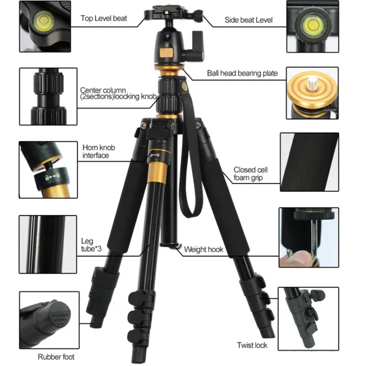 Q555%204-Section%20Folding%20Legs%20Aluminum%20Alloy%20Tripod%20Mount%20Monopod%20Holder%20with%20Ball%20Head%20-%20Image%203