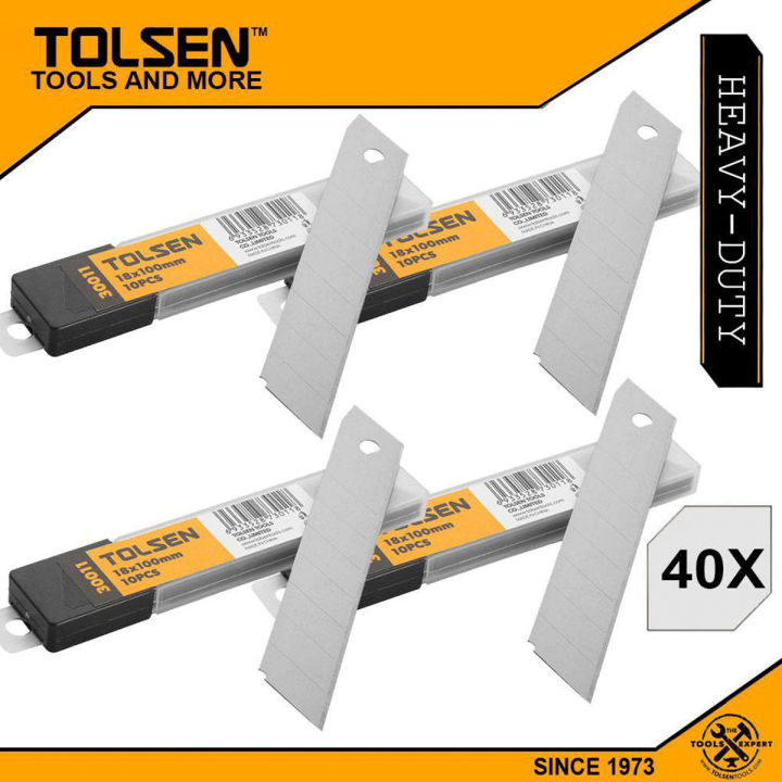 TOLSEN 40 pcs Heavy Duty 18x100mm Snap-Off Sharp Craft Cutter Replacement Refill 30011 - Kings Trading