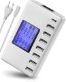 USB Charging Station, 8-Ports 60W/12A Multi Port USB C Hub Charger with LCD Display for Cellphone Tablet Multiple Devices,. 