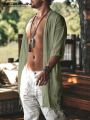 Fashion Men Shirt Tassel Open Stitch Short Sleeve Streetwear Long Style Cardigan 2023 Solid Color Casual Outerwear 5XL INCERUN.