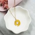 Trendy Sun Flower Daisy Necklace for Women - Pressed Flower Jewelry Dainty Chain Necklaces for Girls Simple Stylish New Collection - Pendant Necklace for Women New Collection. 