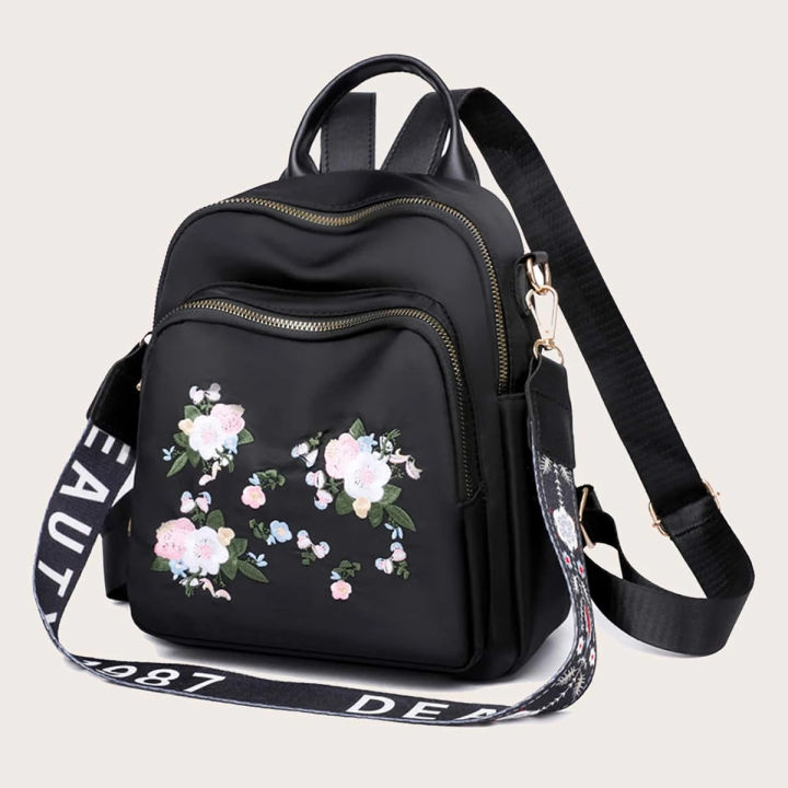 Casual Backpack Creative Flower Design Embroidered Shoulder School College University Bags Gilrls Daily Travel Anti Theft Bagpack School Bag For Girls College Bag For Girls College Bag For Girls Daraz...