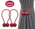 2 PCS Magnetic Curtain Buckle Magnetic Curtain Tiebacks Convenient Drape Tie European Style Decorative Weave Rope Curtain Rings & Buckles Holder for Window Sheer Blackout Draperies.