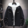Pink Denim Jacket Spring and Autumn Couple Coat Male Student Korean Style plus-Sized Workwear Ripped Denim Jacket Male. 