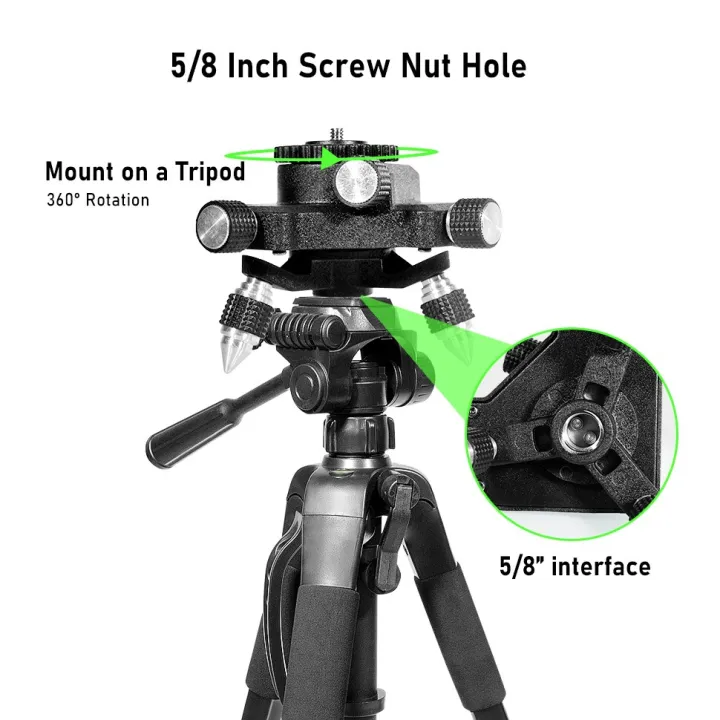 CLUBIONA%20Aluminum%20Alloy%20360%C2%B0%20Fine%20Tuning%20Holder%20Pivoting%20Base%20Tripod%20Adapter%20Bracket%20Stand%20for%201/4%20inch%20Threaded%20Laser%20Levels%20-%20Image%205