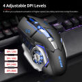 HXSJ Wired Gaming Mouse 3600 DPI Optical Mouse Ergonomic Mouse 4 Adjustable DPI Levels/6 Buttons/7-Color Breathing Light Black. 