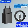 Original 45W PD Super Fast Charger For Samsung Galaxy S22 S23 Ultra Note 20 USB Type C Fast Charging Cable Phone Charger Adapter.
